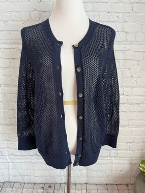 Ann Taylor Classic Navy Knit Button-Front Women's Cardigan